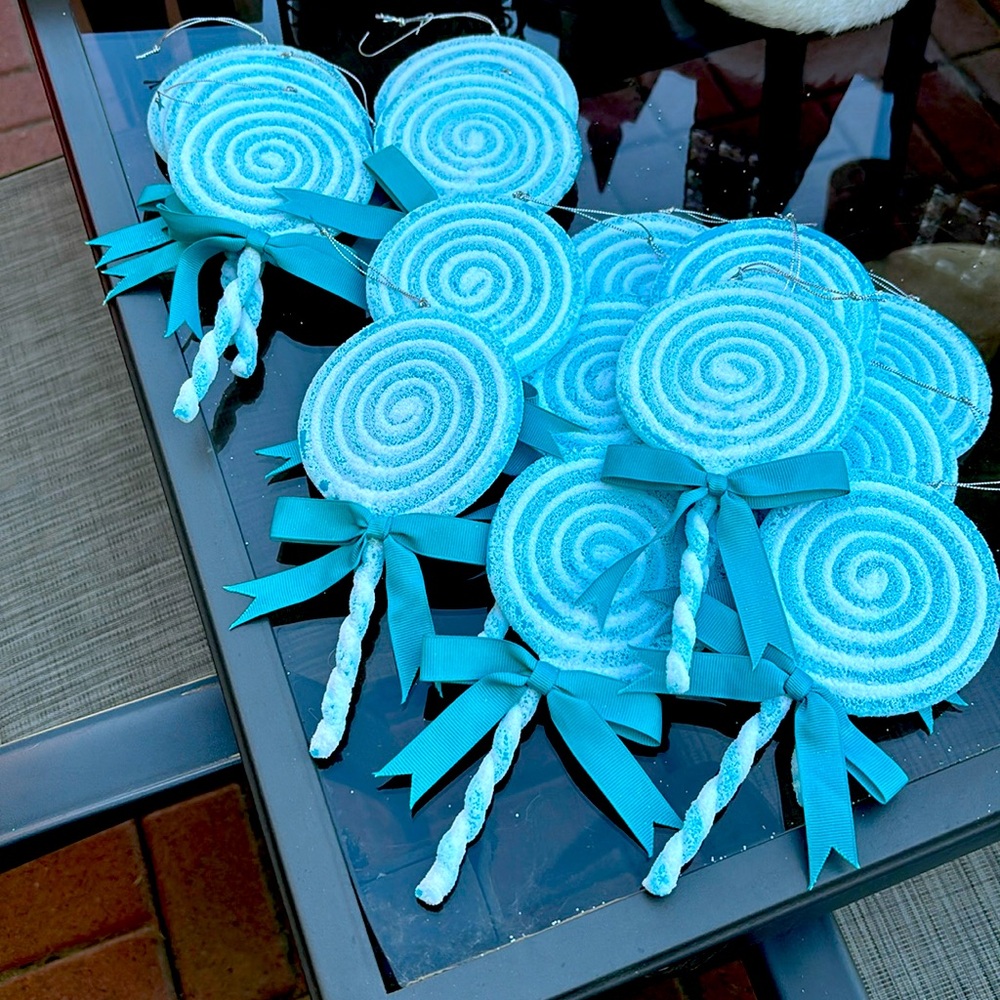 Peppermint Taffy Lollipop Ornaments. Set of 16